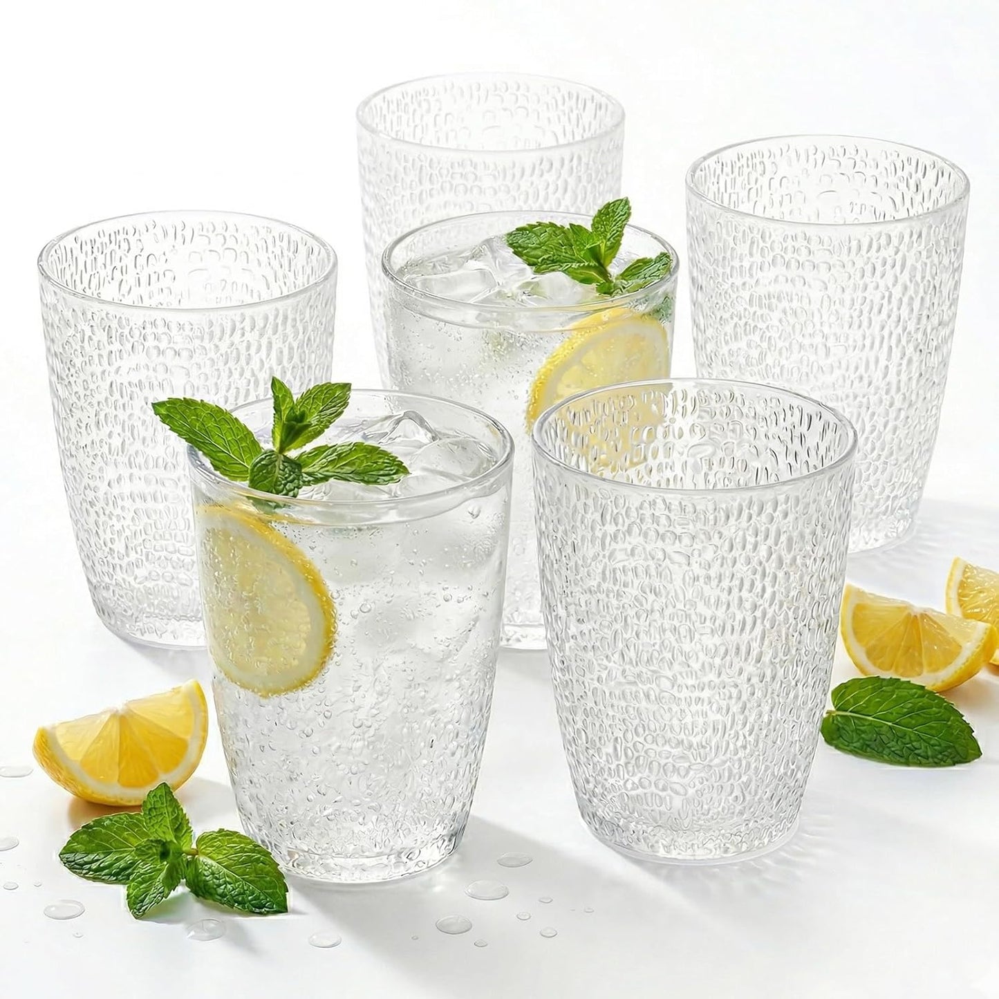 Juego de vasos acrílicos transparentes reutilizables para jugo, camping, hogar y fiestas - pack de 6