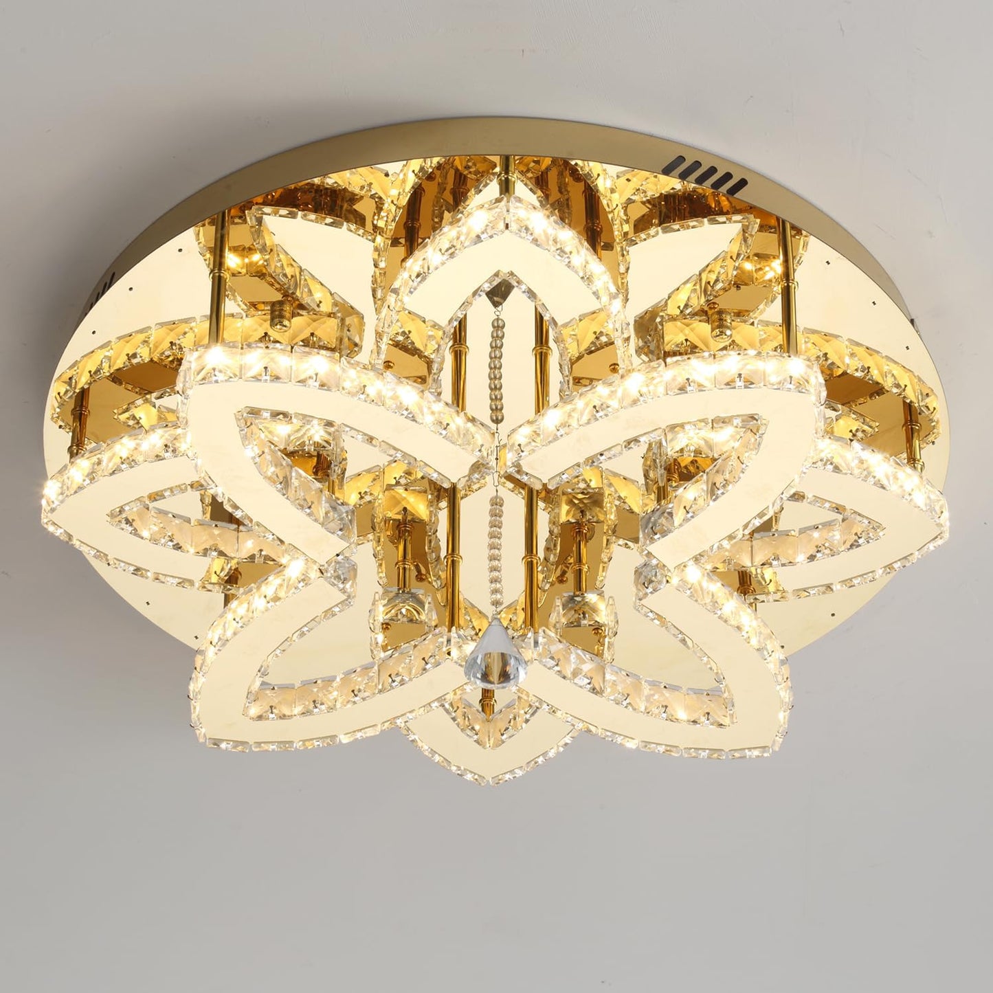 Lámpara araña cristal dorado led regulable sala comedor