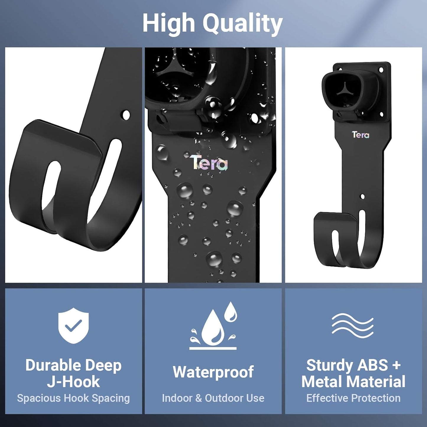 Soporte cable cargador EV Tesla pared con gancho J