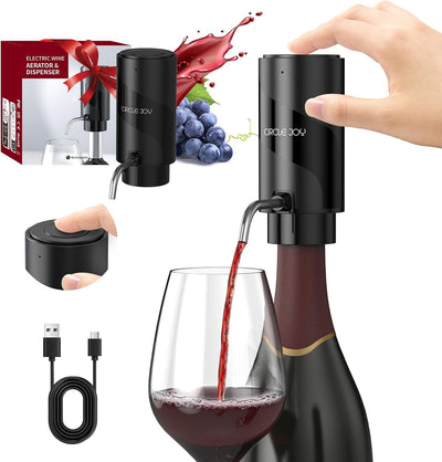 Vertedor de vino eléctrico automático recargable con control táctil color negro