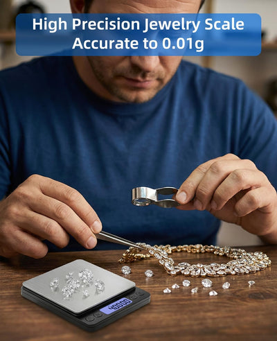 Báscula digital de gramos para joyería, oro, café y polvo con 9 unidades
