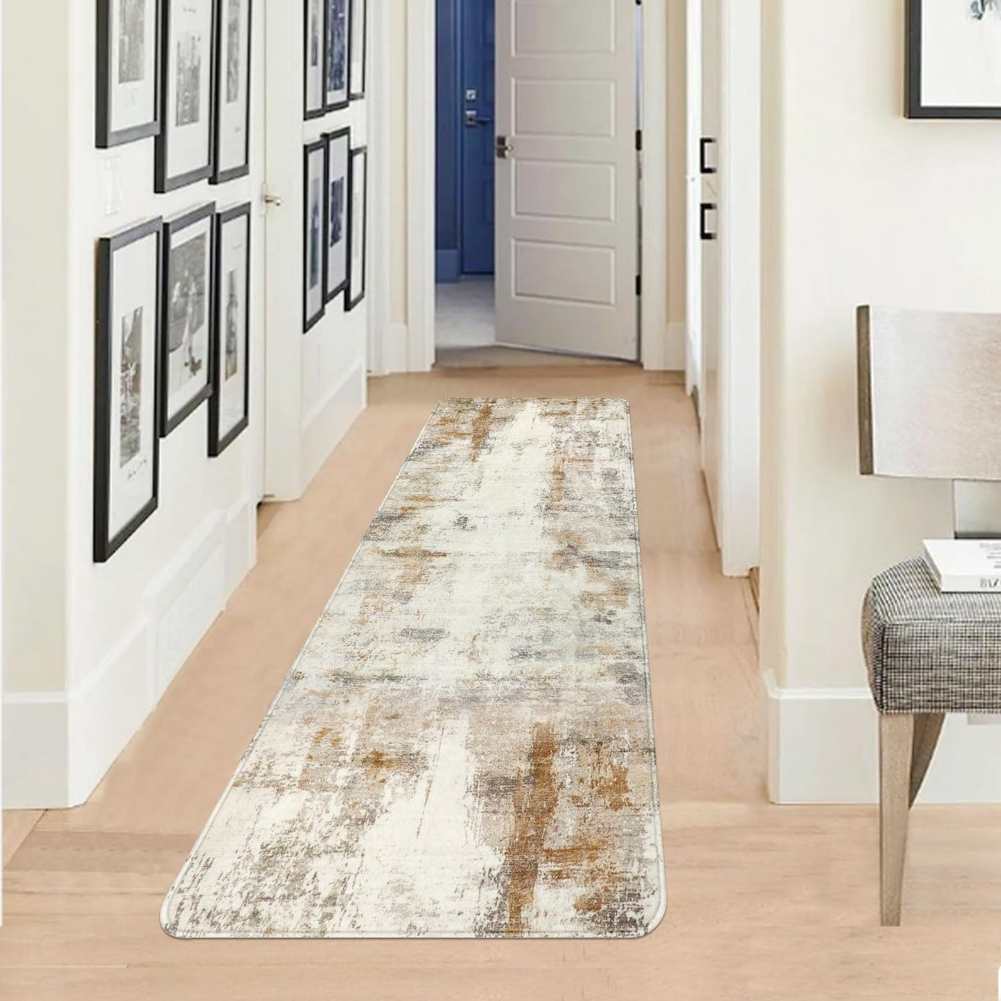 Alfombra pasillo 2x6 antiderrap lana sintética beige
