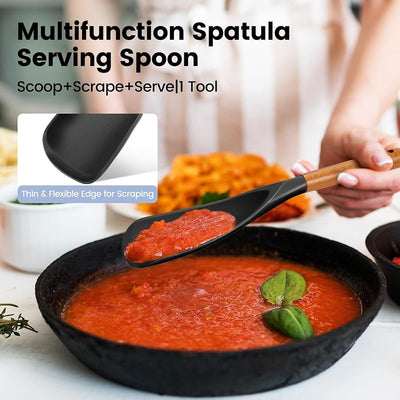 Juego cucharas silicona cocina multifunción antiadherente