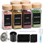 6 Tarros Vidrio Especias 4oz Con Tapas y Embudo