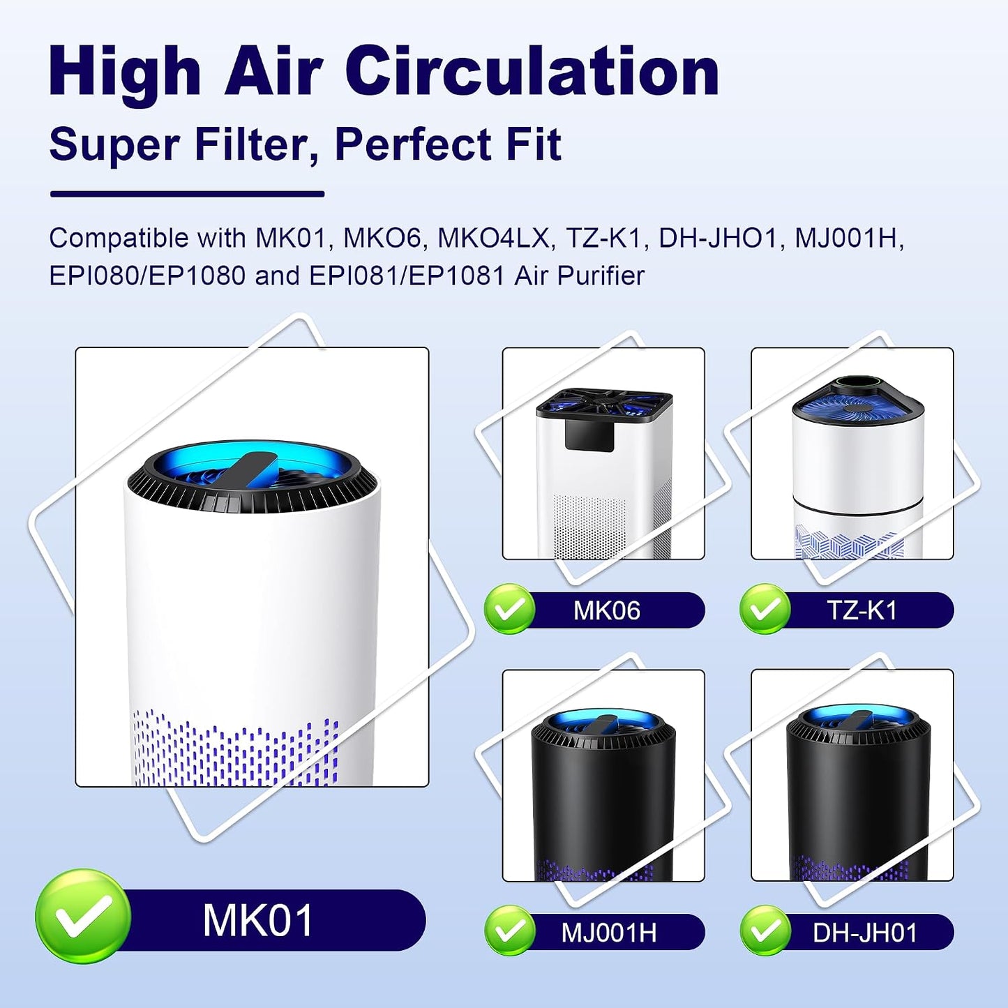 Filtro HEPA comp. Aroeve MK01 MK06 ToLife KLoudi paq 3