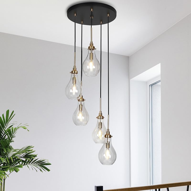 Candelabro 5 luces vidrio transparente cocina comedor