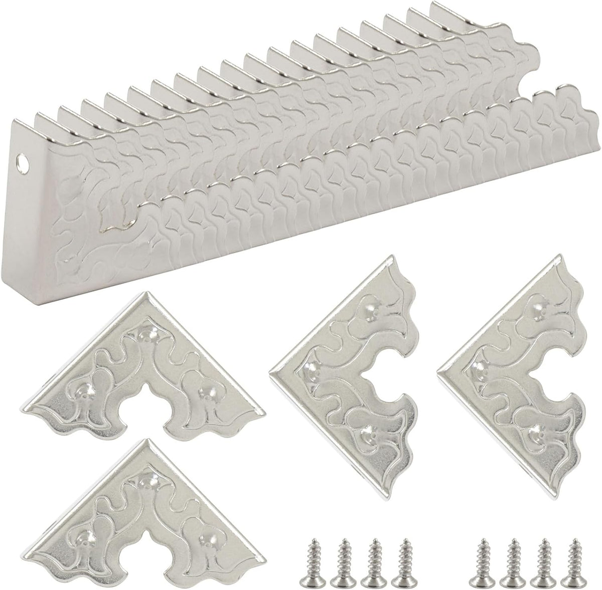 24 Protectores Esquina Metal Plateado Vintage