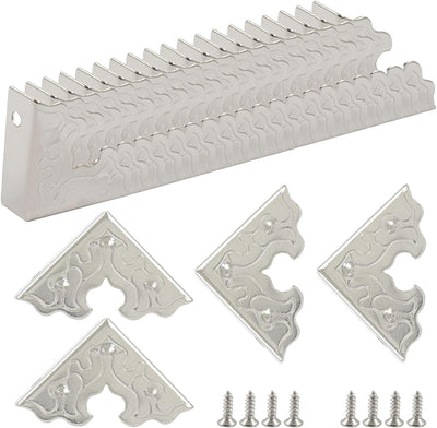 24 Protectores Esquina Metal Plateado Vintage