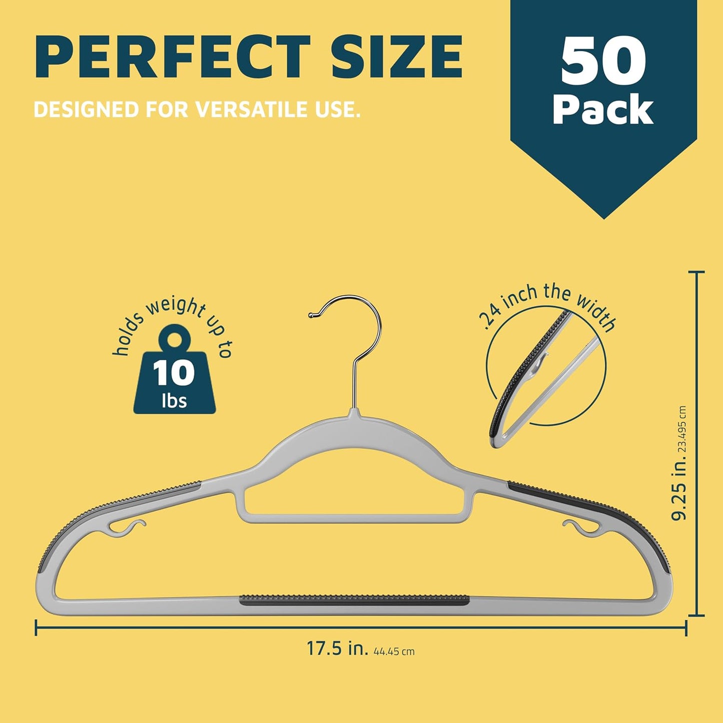 Set 50 Pzas Perchas Plástico Antiderrap Seco y Húmedo