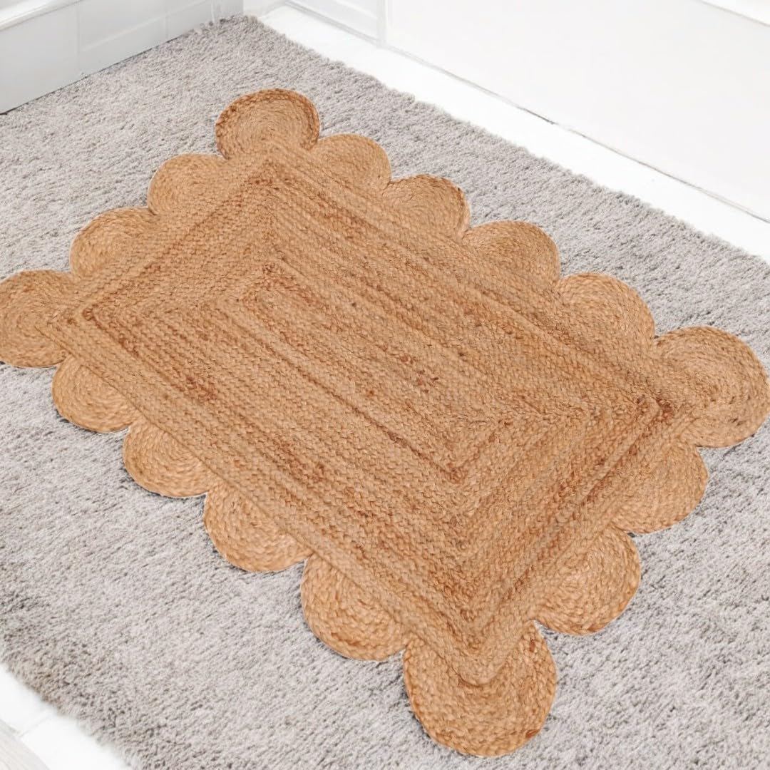 Alfombra yute festoneada tejida a mano 2x3ft