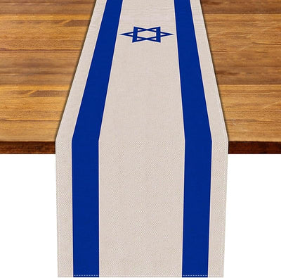 Camino mesa lino bandera Israel decoración judía 13x108pulg