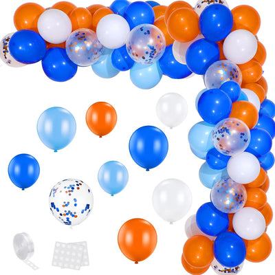 Kit globos azul naranja confeti látex guirnalda fiesta guerra niños
