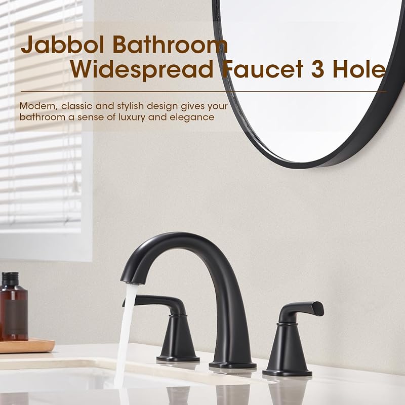 Grifo baño extendido 3 orificios latón negro mate 2 manijas