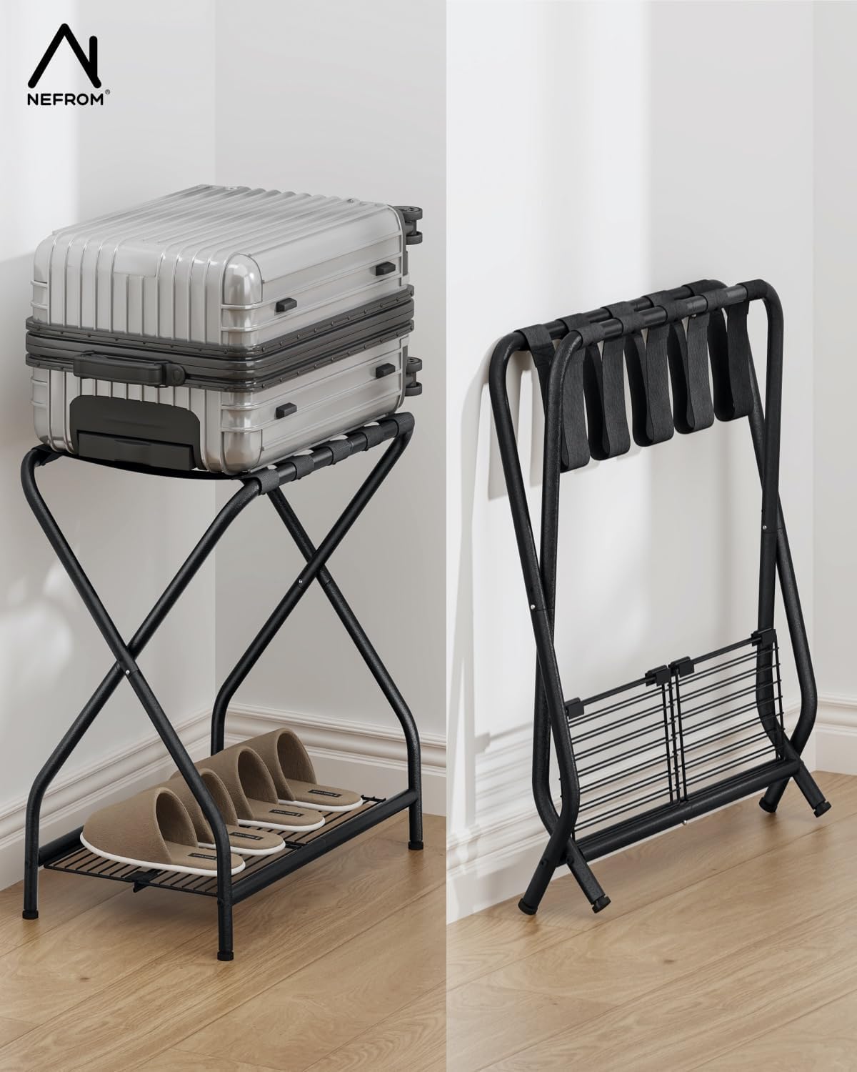 Portaequipajes 2 Pzas plegable metal con estante