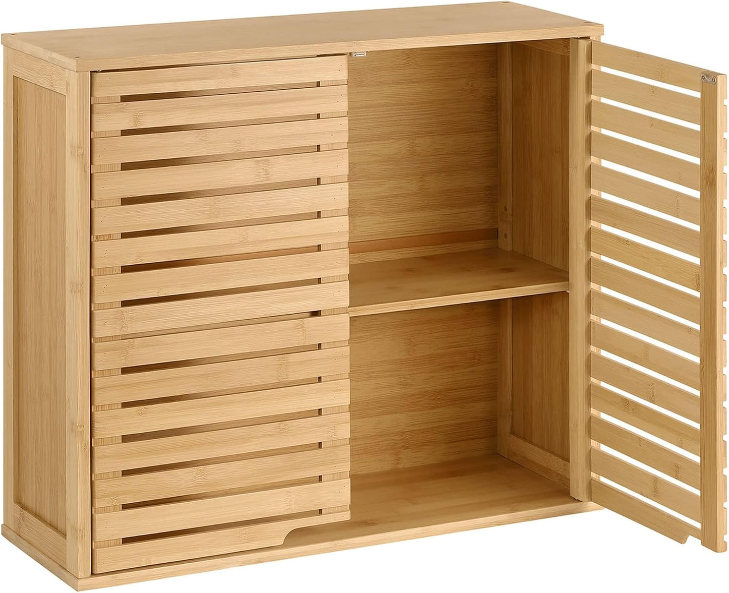 Armario pared baño gabinete bambú puertas ajustables