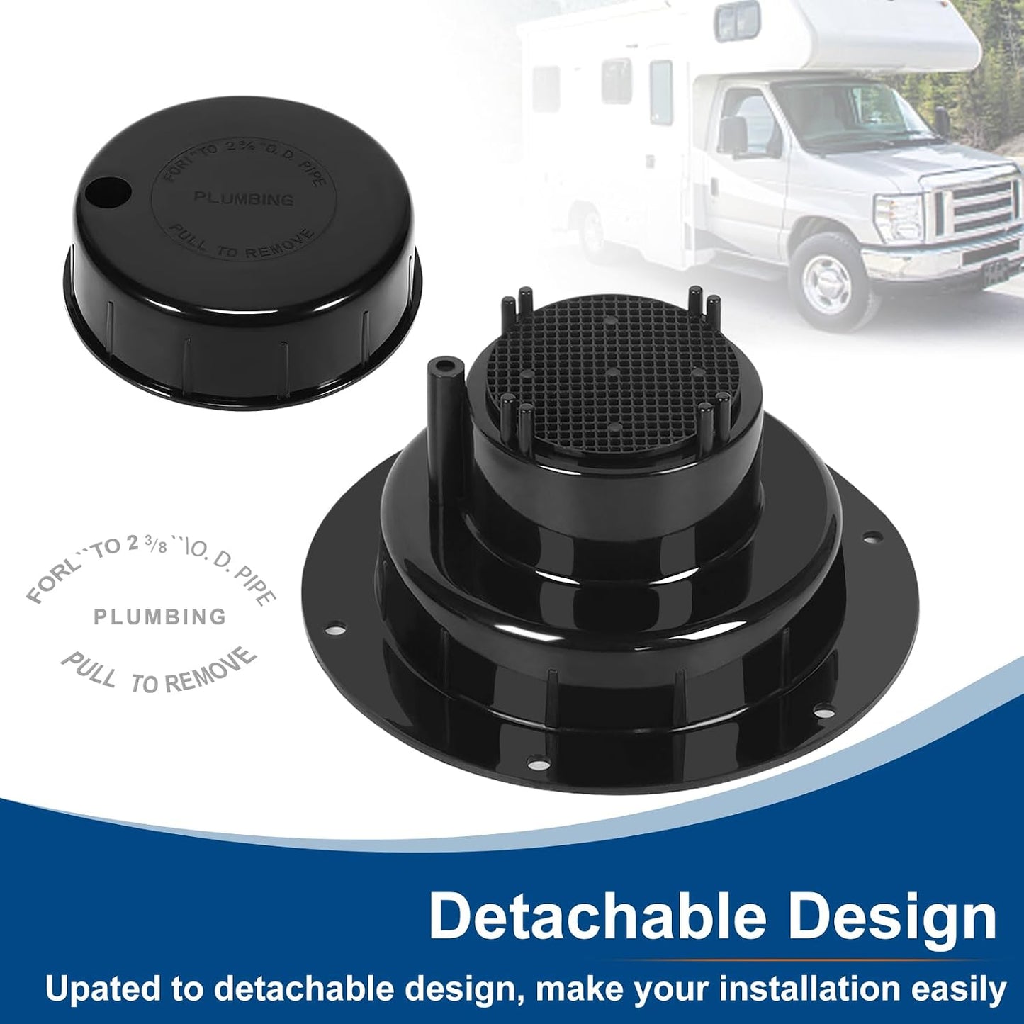 Kit 3 tapas ventilación fontanería RV 1-2 3/8" negro