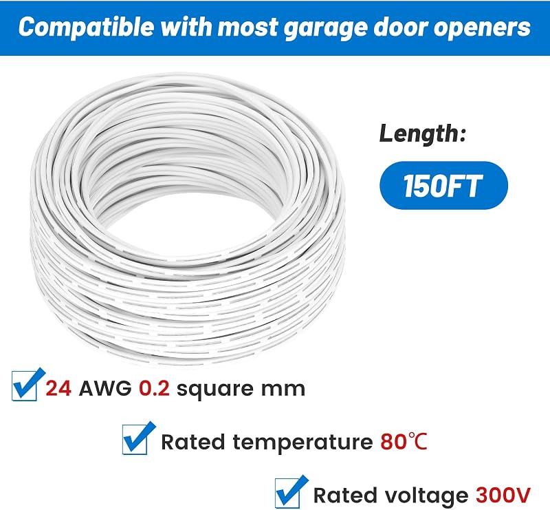 Cable puerta garaje 150ft 2 conductores sensor blanco