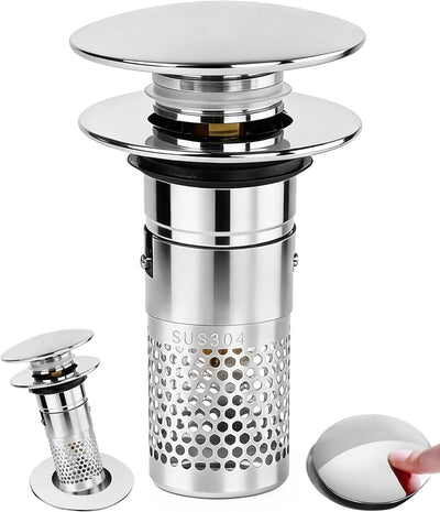 Colador drenaje 3en1 baño con tapón acero inox