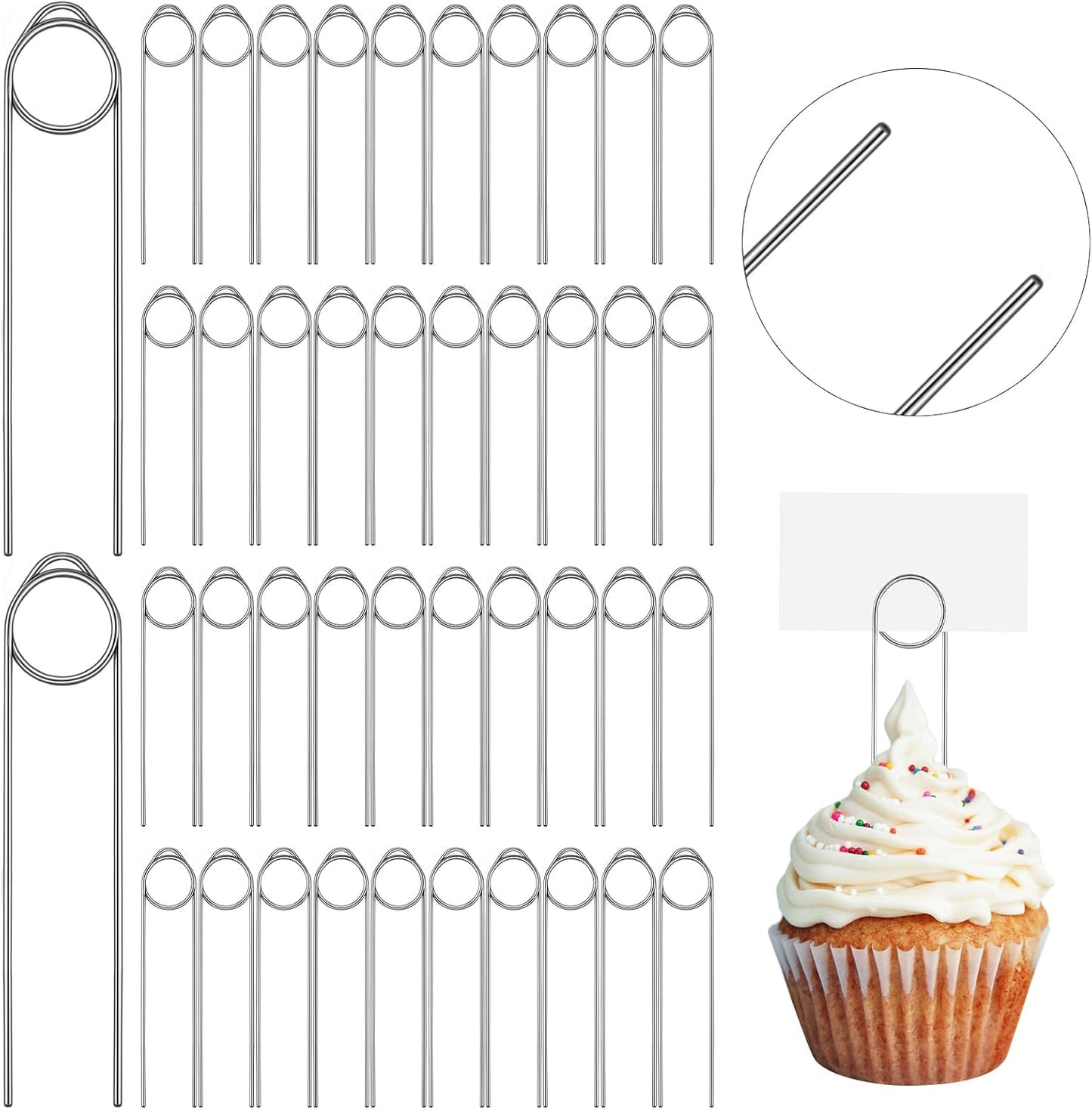 100 Pzas Púas Florales Acero Inox Soporte Tarjetas Centros Mesa