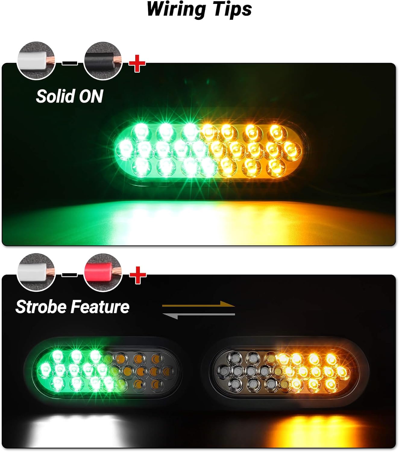 Luces estroboscópicas ovaladas 24 LED IP67 para remolque