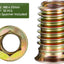 30 Pzas Insertos Roscados M8-1.25x25mm para Madera con Llave