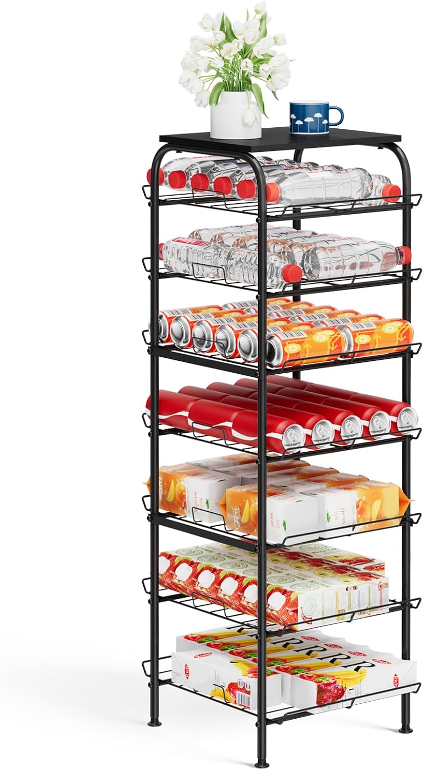 Organiz. botellas agua 7 niveles estante almacenamiento
