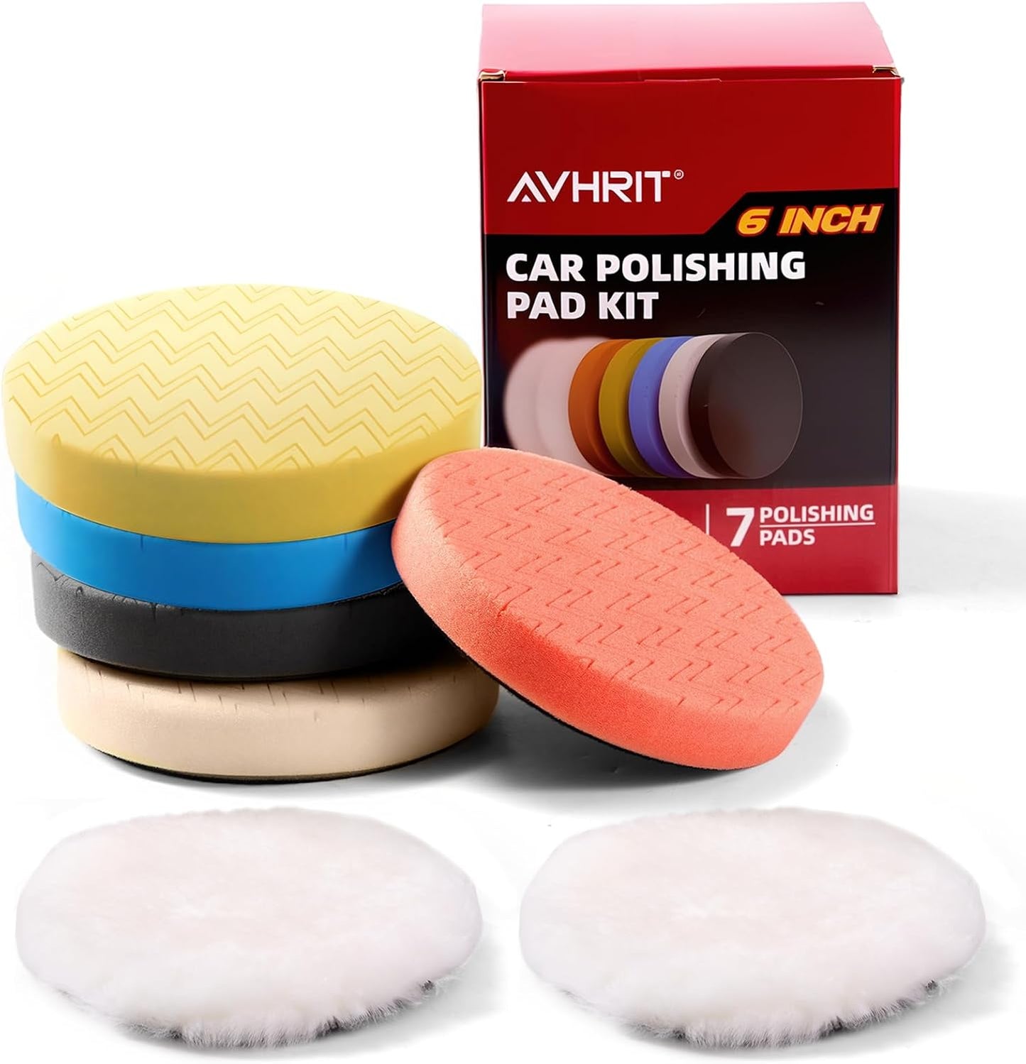 Juego 7 Pzas Almohadillas Pulido Doble Acción para Placas 6pulg