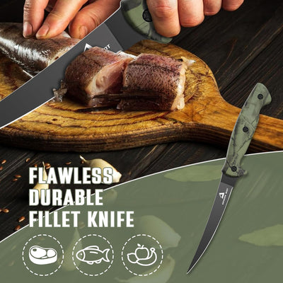 Cuchillo filete 6pulg acero inox negro asas antiderrap