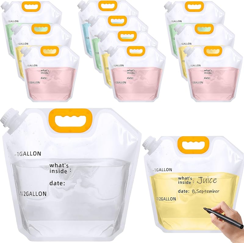 12 Pzas Bolsas Agua 1.3gal Plegables Transparentes