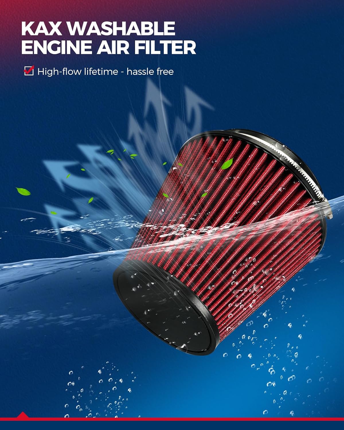 Filtro aire motor universal abrazadera 4" reutiliz.