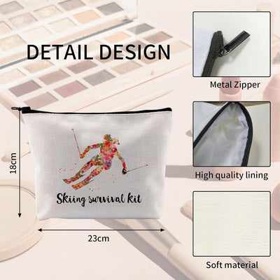Bolsa maquillaje temática esquí blanco