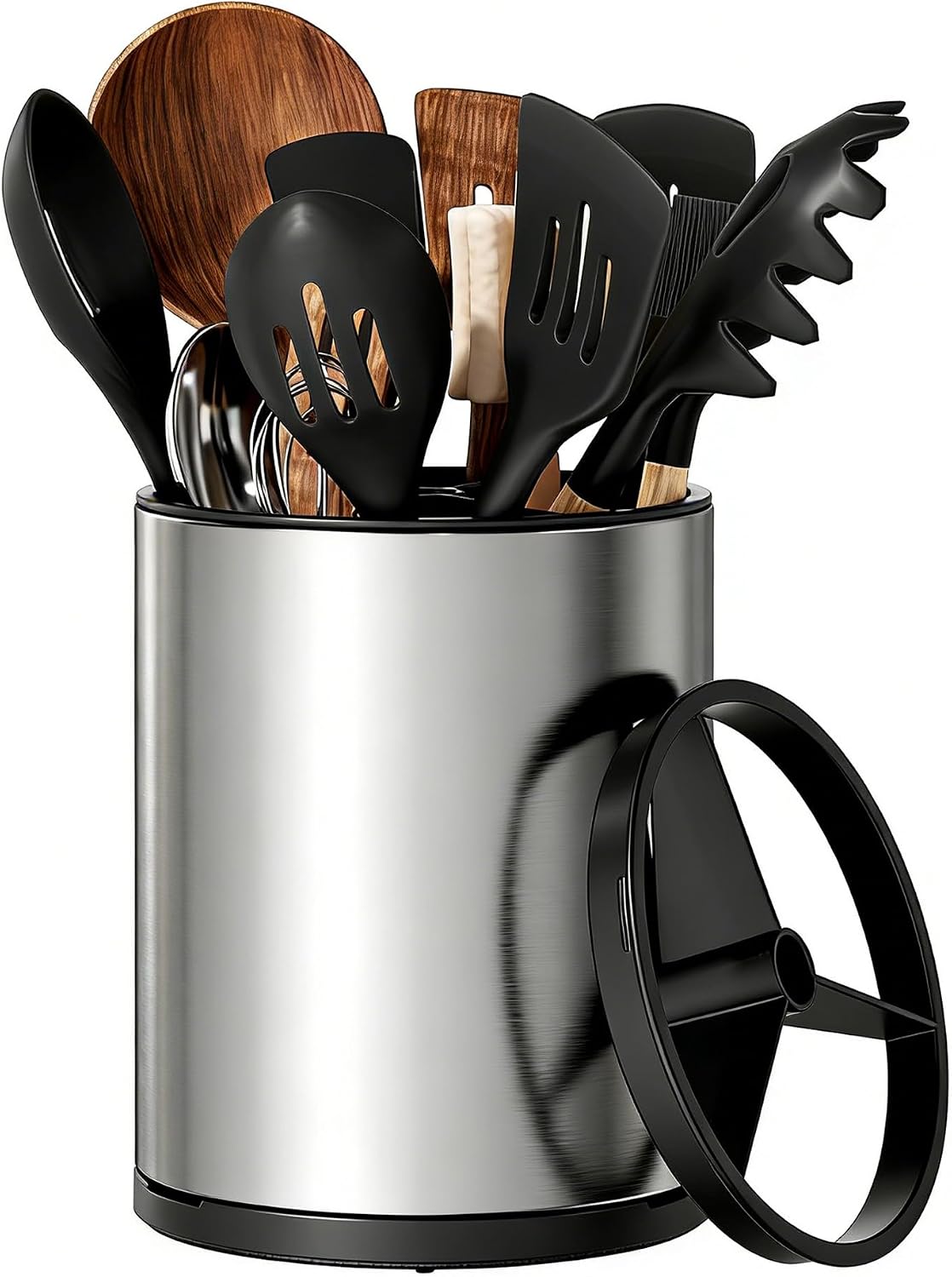 Soporte utensilios cocina acero inox giratorio 360° 3 comp