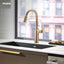 Grifo cocina desplegable dorado bronce con potenciador