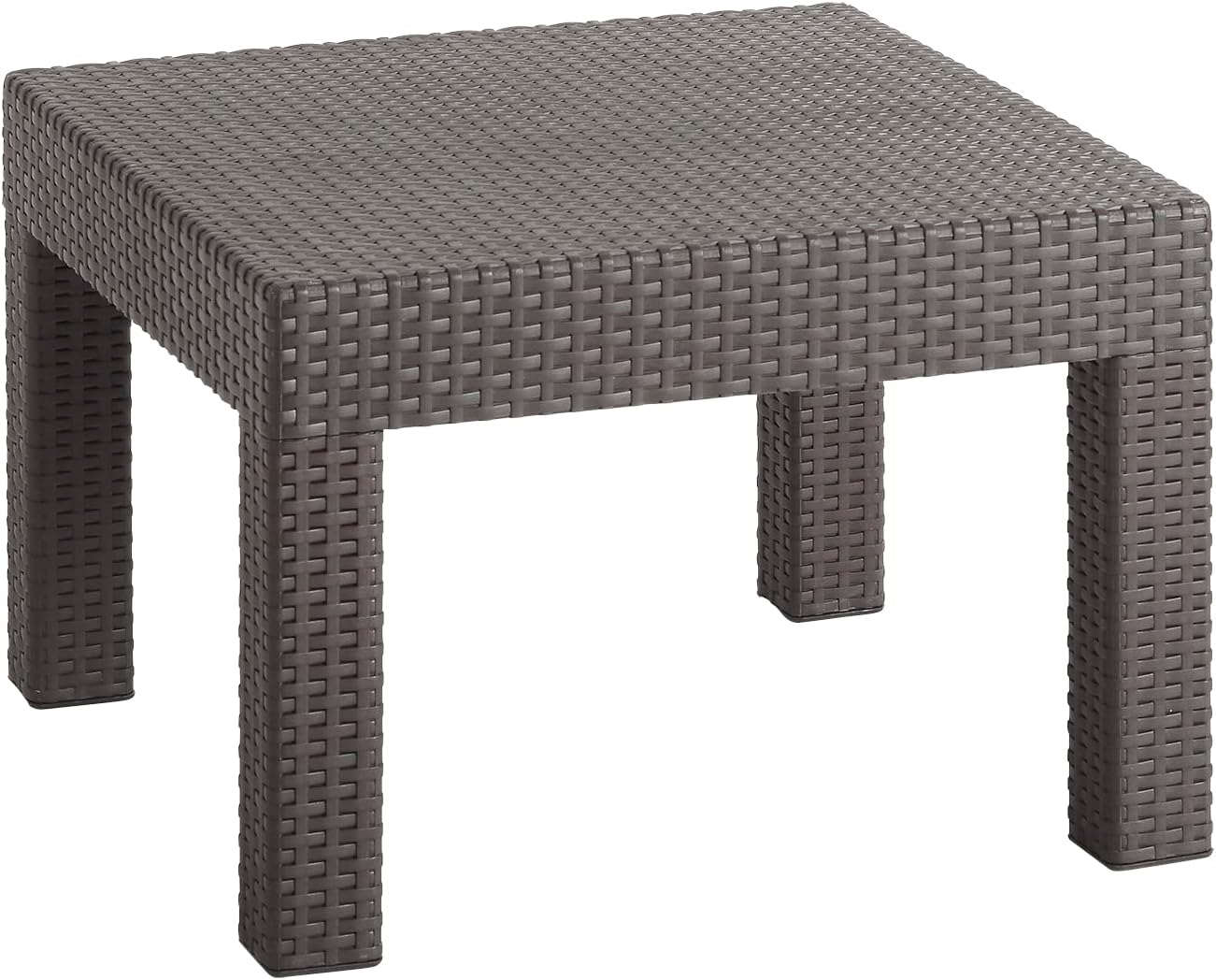 Mesa auxiliar cuadrada resina para patio 22.8pulg color moca