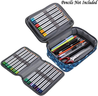 Estuche 36 ranuras elásticas para 72 lápices azul estrella