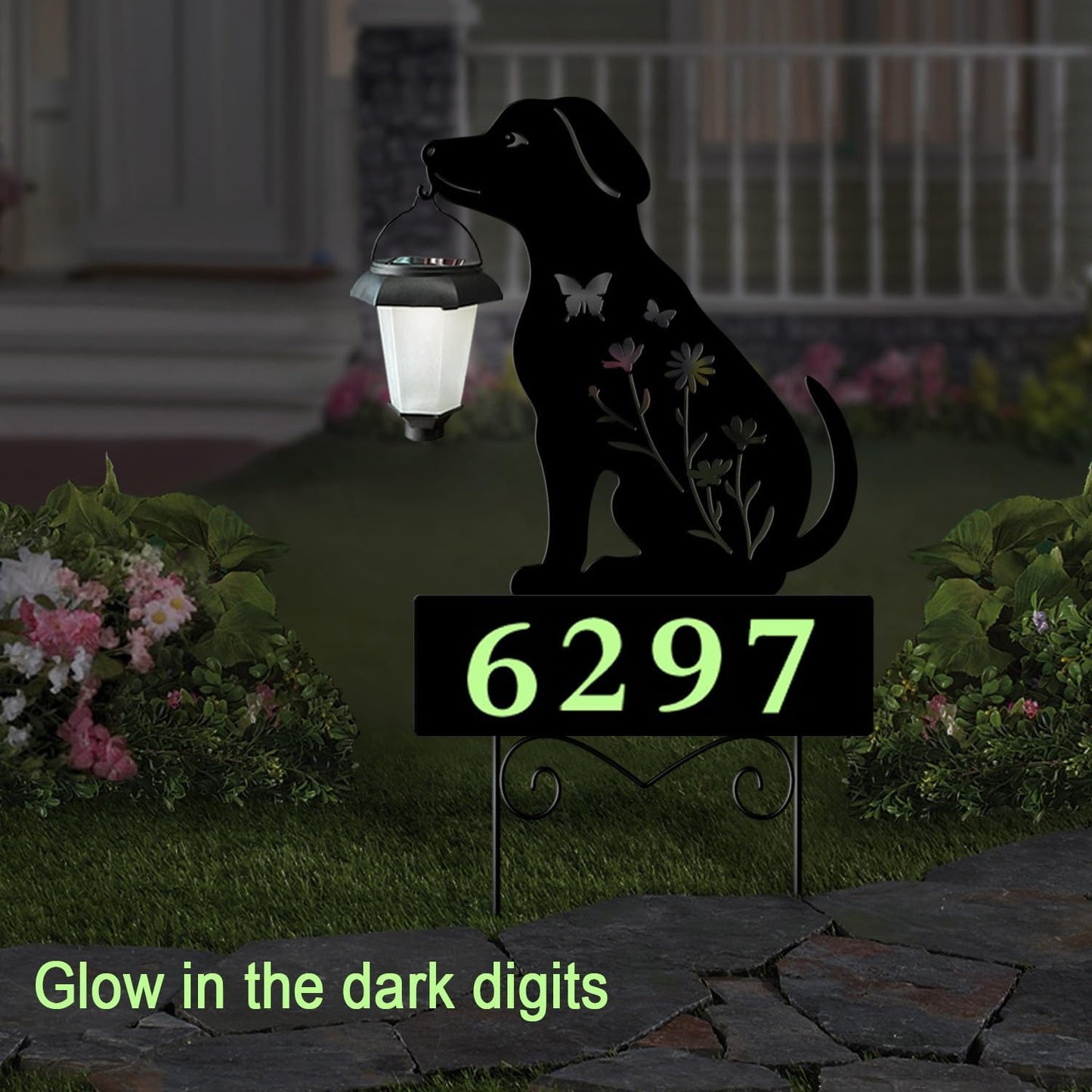 Estacas solares con perros farol decorativo para patio
