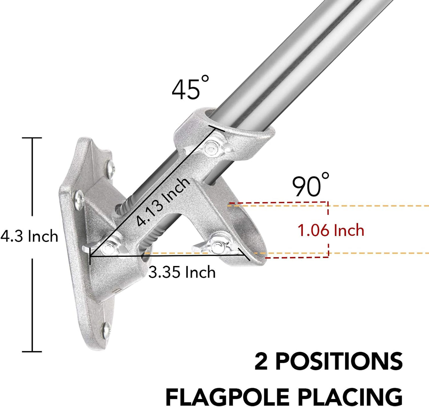 Poste bandera 6ft soporte anillos sin enredos plateado