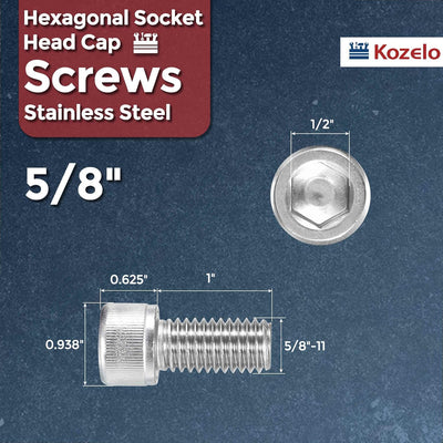 1  de cabeza hueca 5/8-11 UNC acero inox 304 plateado