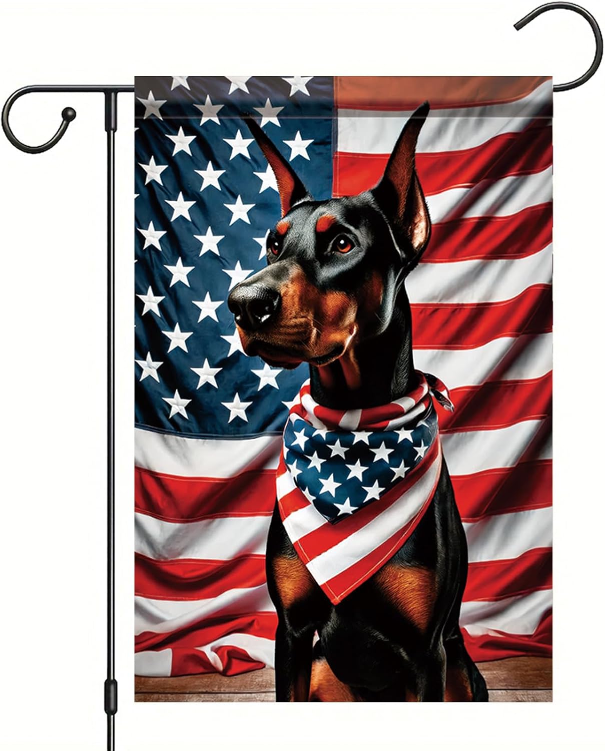 Bandera jardín patriótica Doberman 12x18