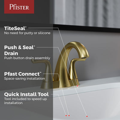 Grifo lavabo baño 4pulg 2 manijas 3 agujeros dorado