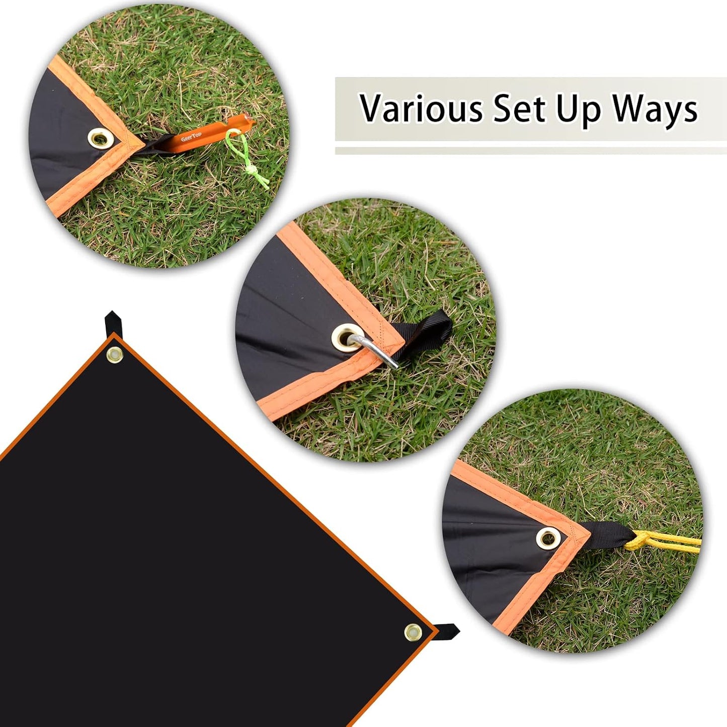 Alfombra ultraligera impermeable para tienda camping negro