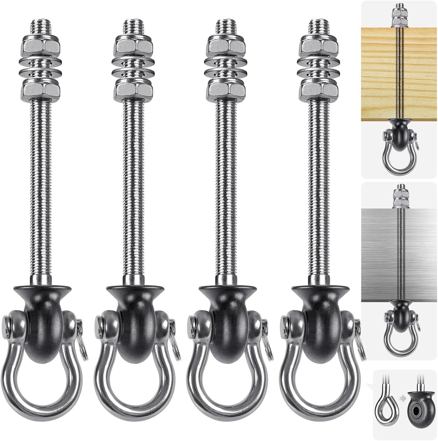Perchas columpio acero inox 304 7.67" set 4