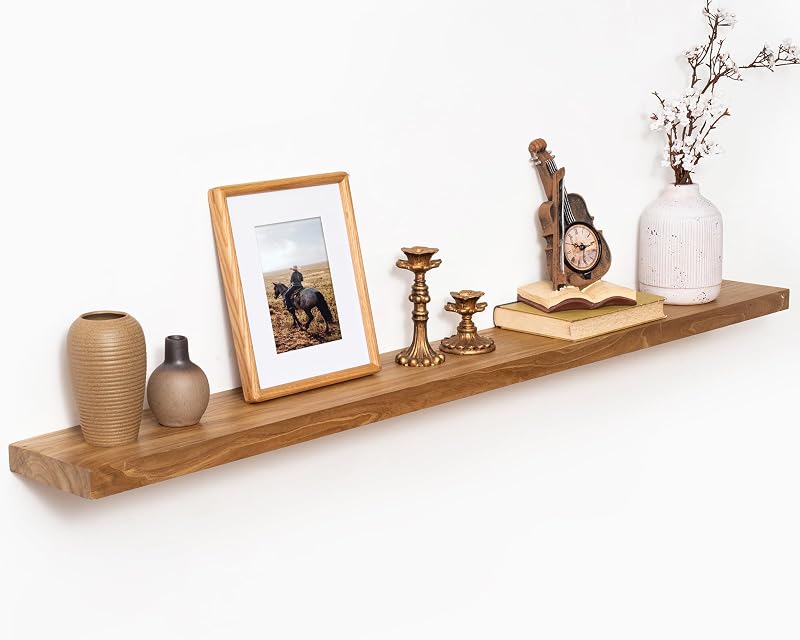 Estantes flotantes madera olmo 55" soporte invisible