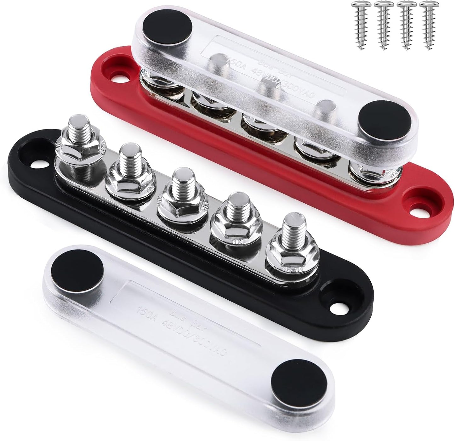 Bloque distribución energía 12V 150A con tapa pernos 5x1/4"