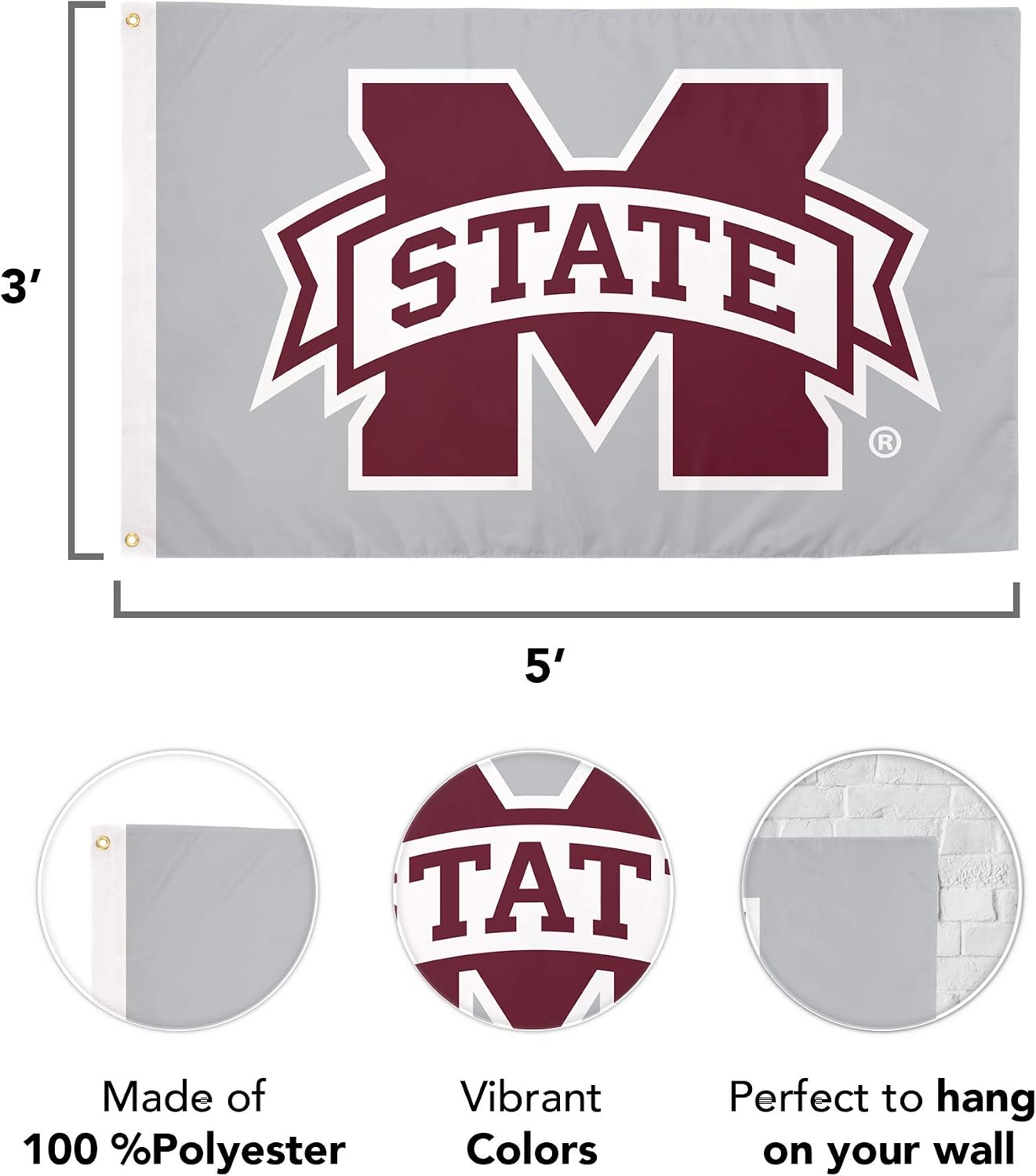 Bandera MSU Bulldogs 3x5ft poliéster interiores exteriores