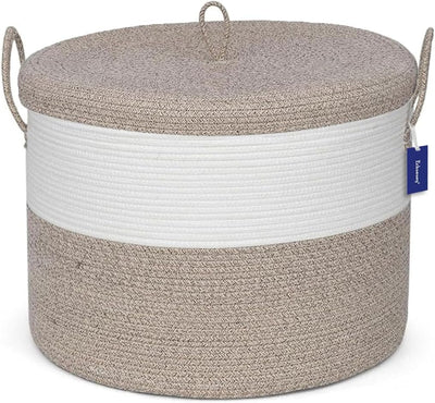 Cesta mimbre grande 21x18pulg con tapa para sala