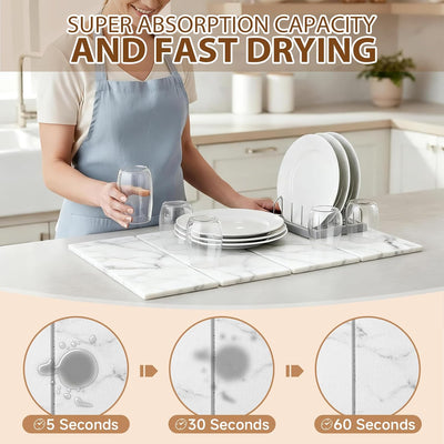 Tapete secado platos piedra 24x16pulg encimera cocina