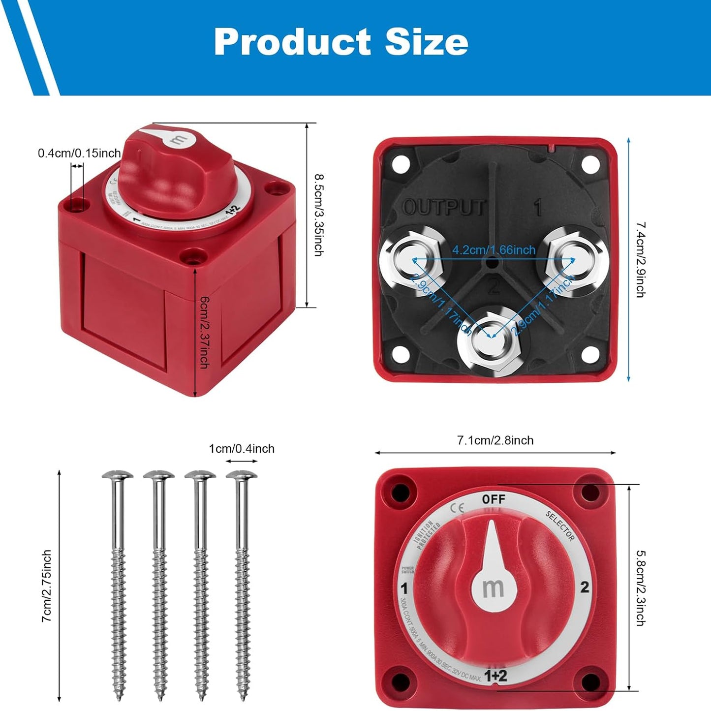Interruptor corte batería 300A 12V servicio pesado