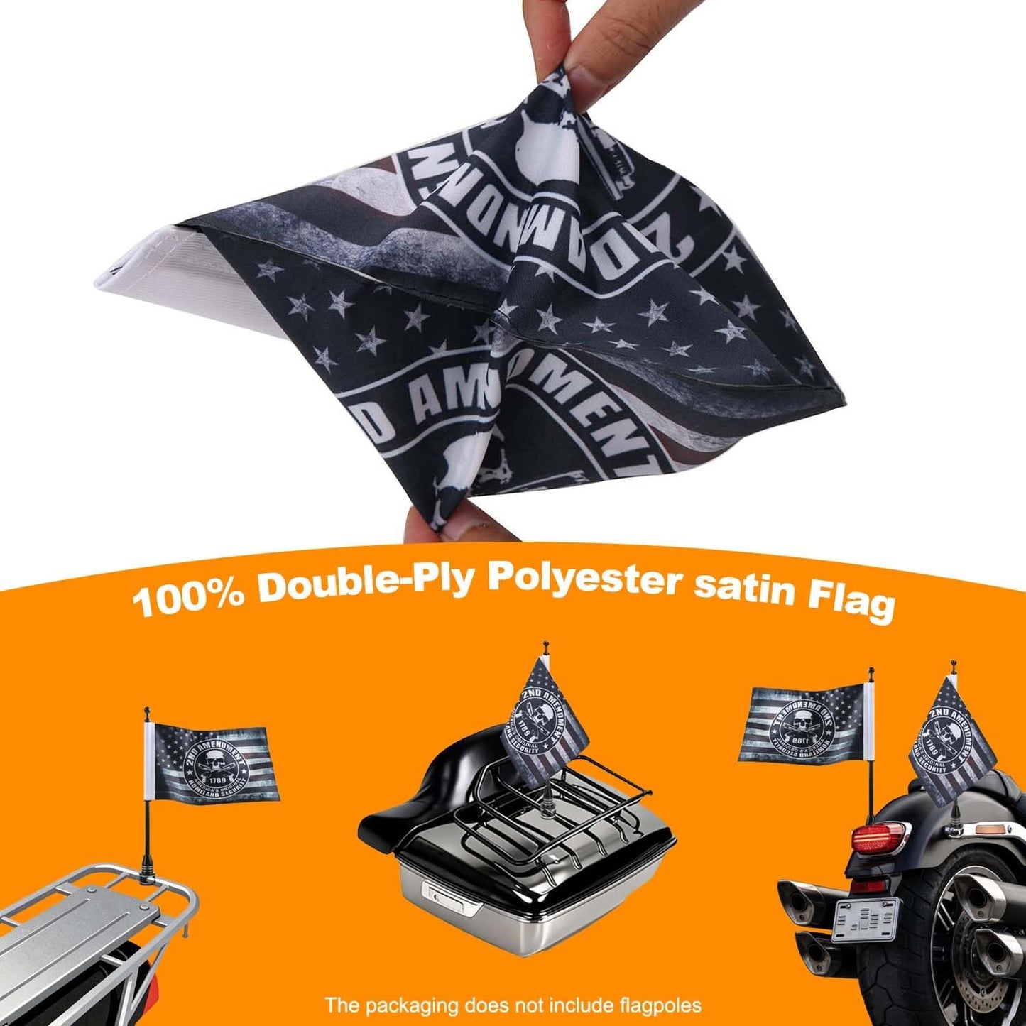 Bandera doble cara 6x10" para motocicleta Harley 2ª Enmienda