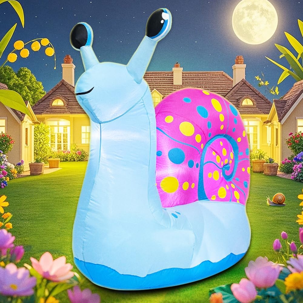 Decoración inflable caracol con luces LED para patio jardín
